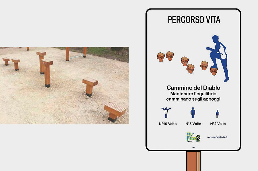 MyFun Giochi per Parco - Fitness (legno) - PS20 - Struttura realizzata in legno di Pino, montanti sez. cm 9x9, pannello per appoggio mani in Polietilene