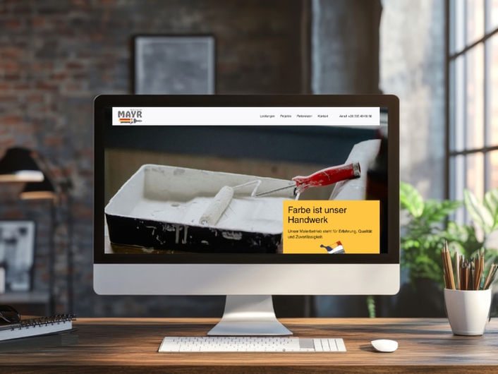 Monitor zeigt eine Webseite über Malerarbeiten an