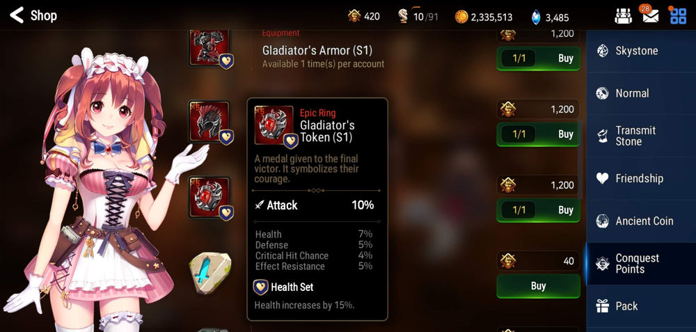 Epic Seven Must Buy Gears Conquest Shop Edition