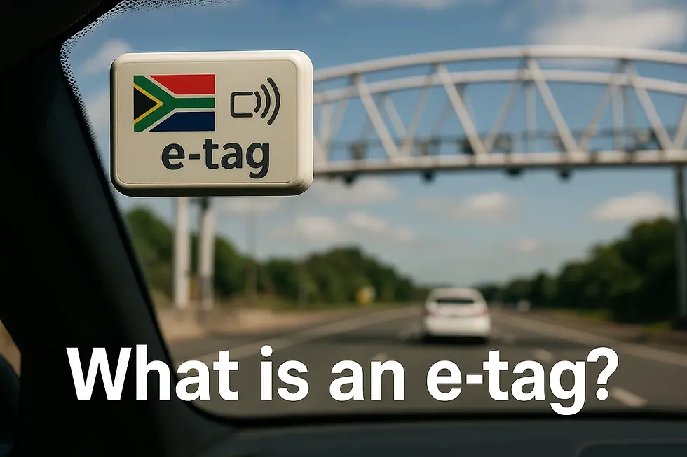 E-tag on a car windshield, What is an e-tag? for toll road access.