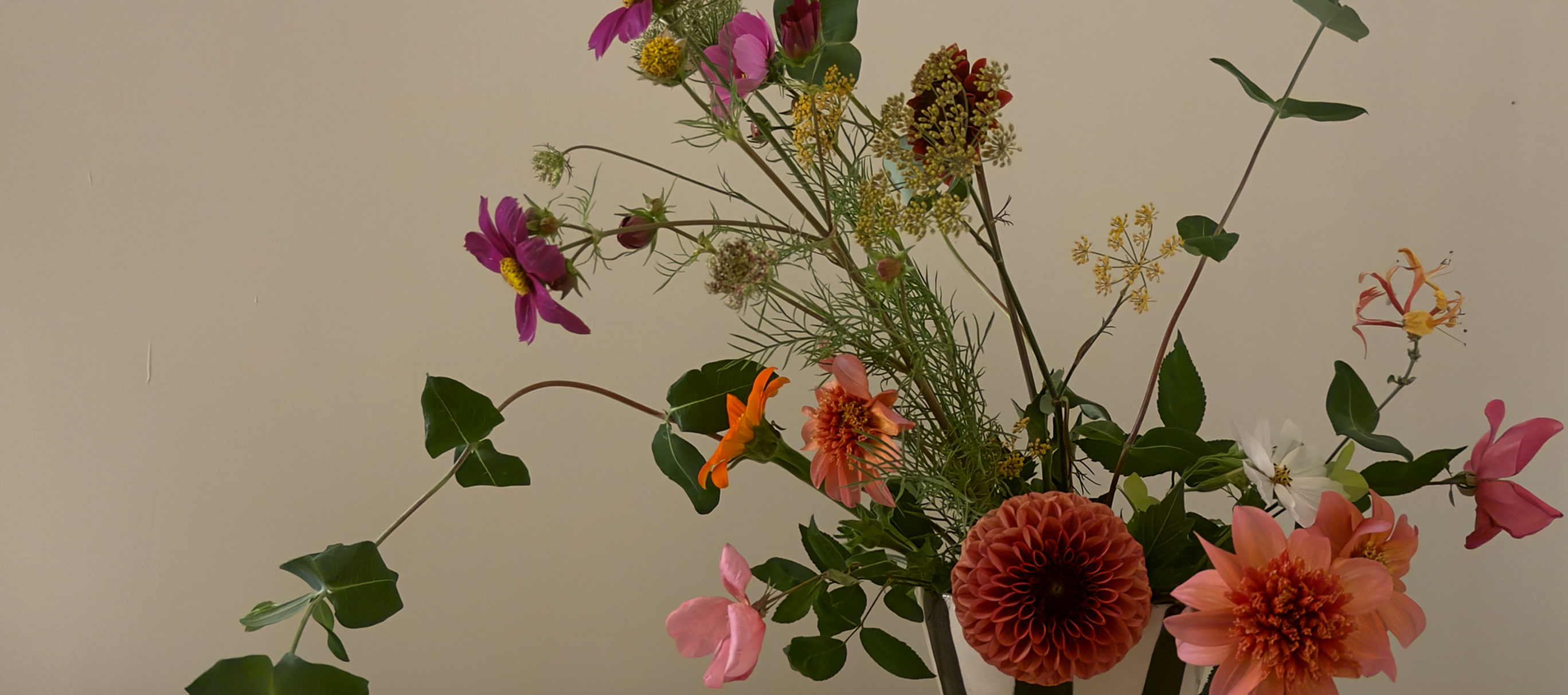 Natural floral flower foliage arrangement
