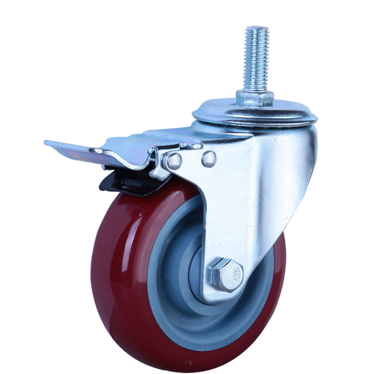 Thumbnail: 75MM Orange Polyurethane Wheel PVC/PU Single Swivel Caster For Movable Island