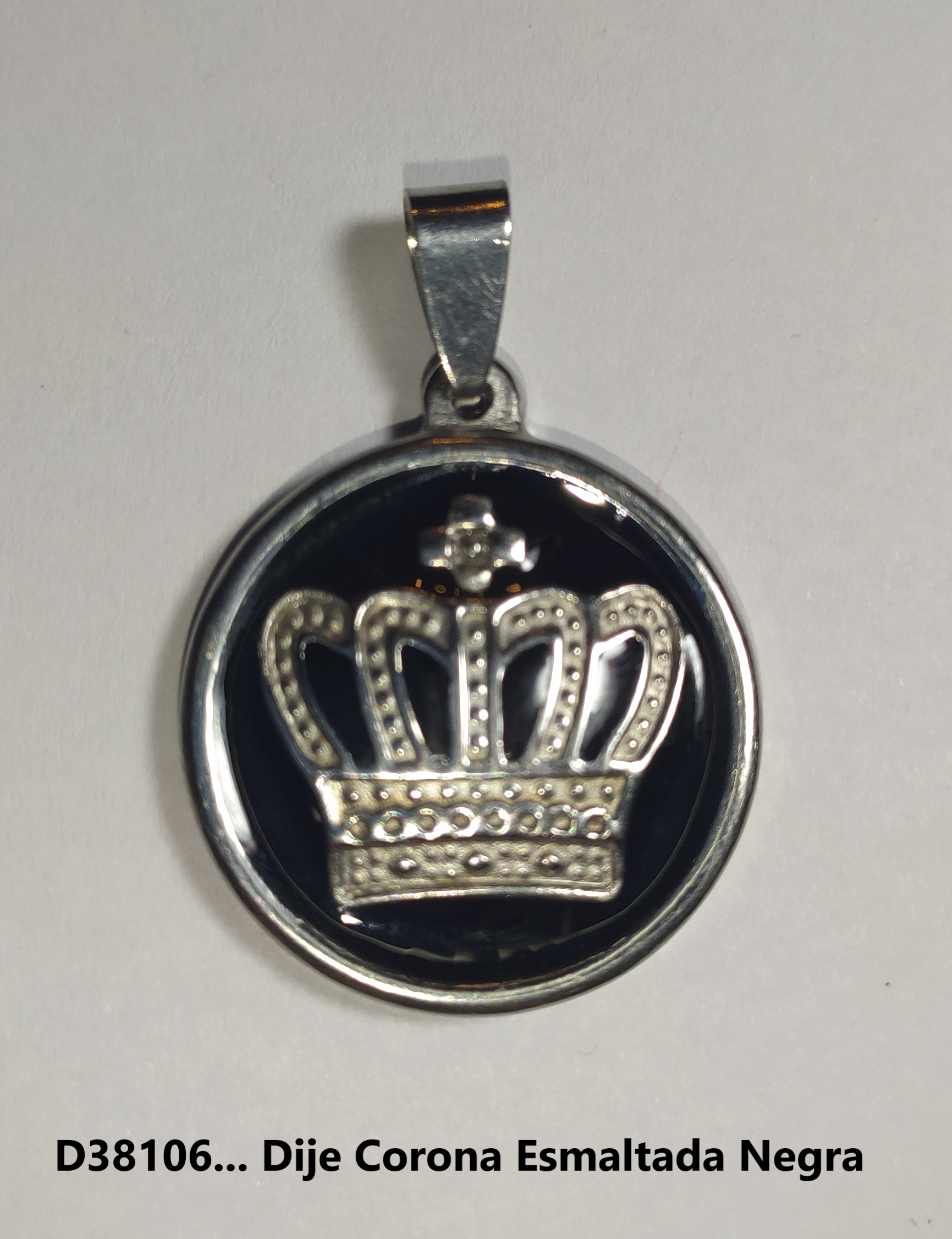 Dije Corona Esmaltada Negra D38106