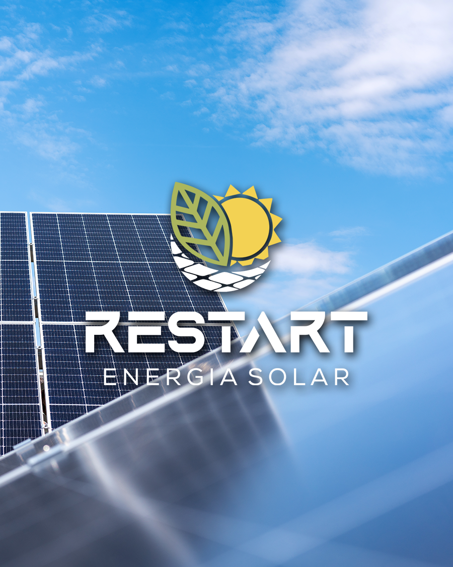 Logotipo Restart Energia Solar em Porto Seguro e região.