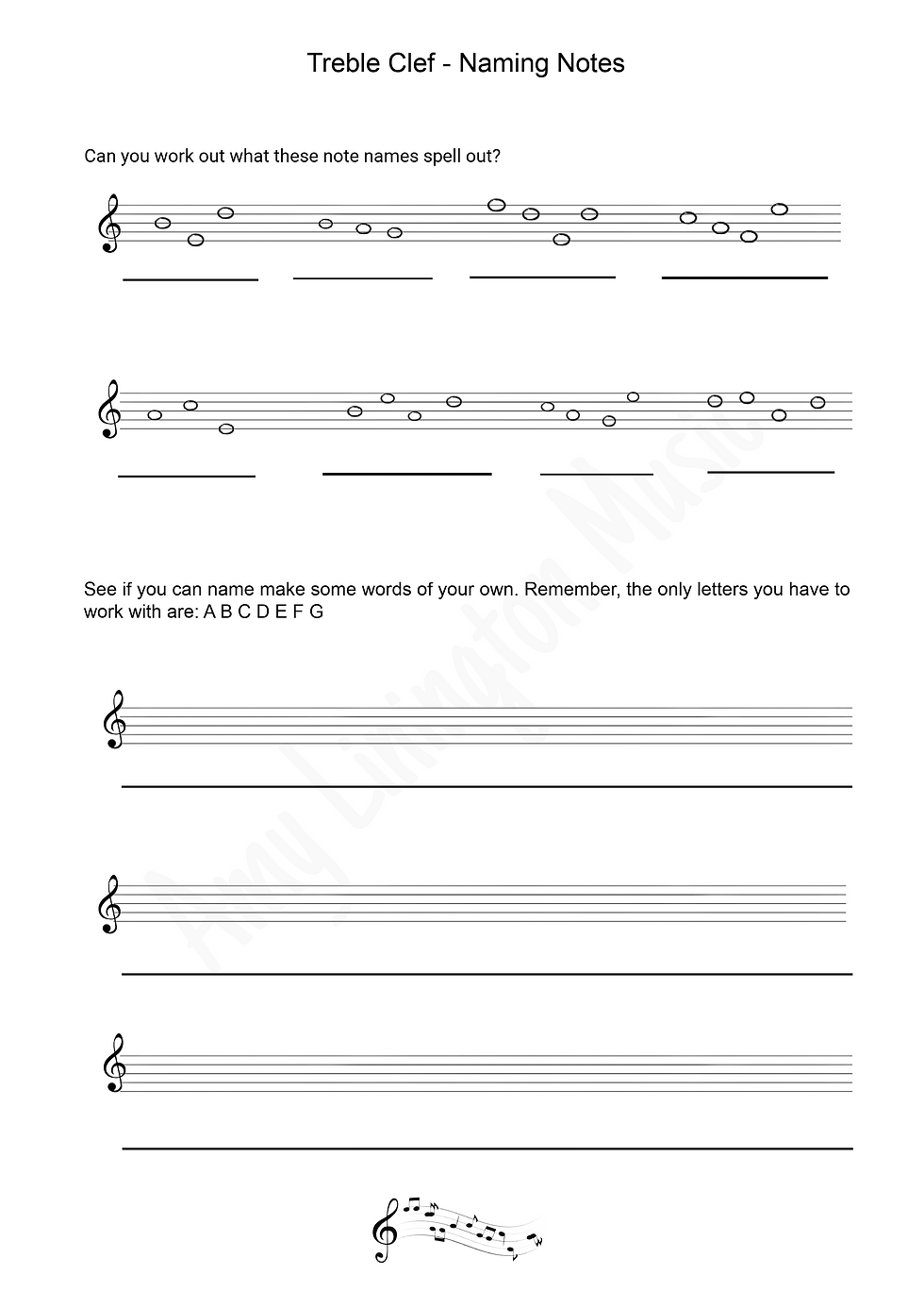 Treble clef Naming Notes