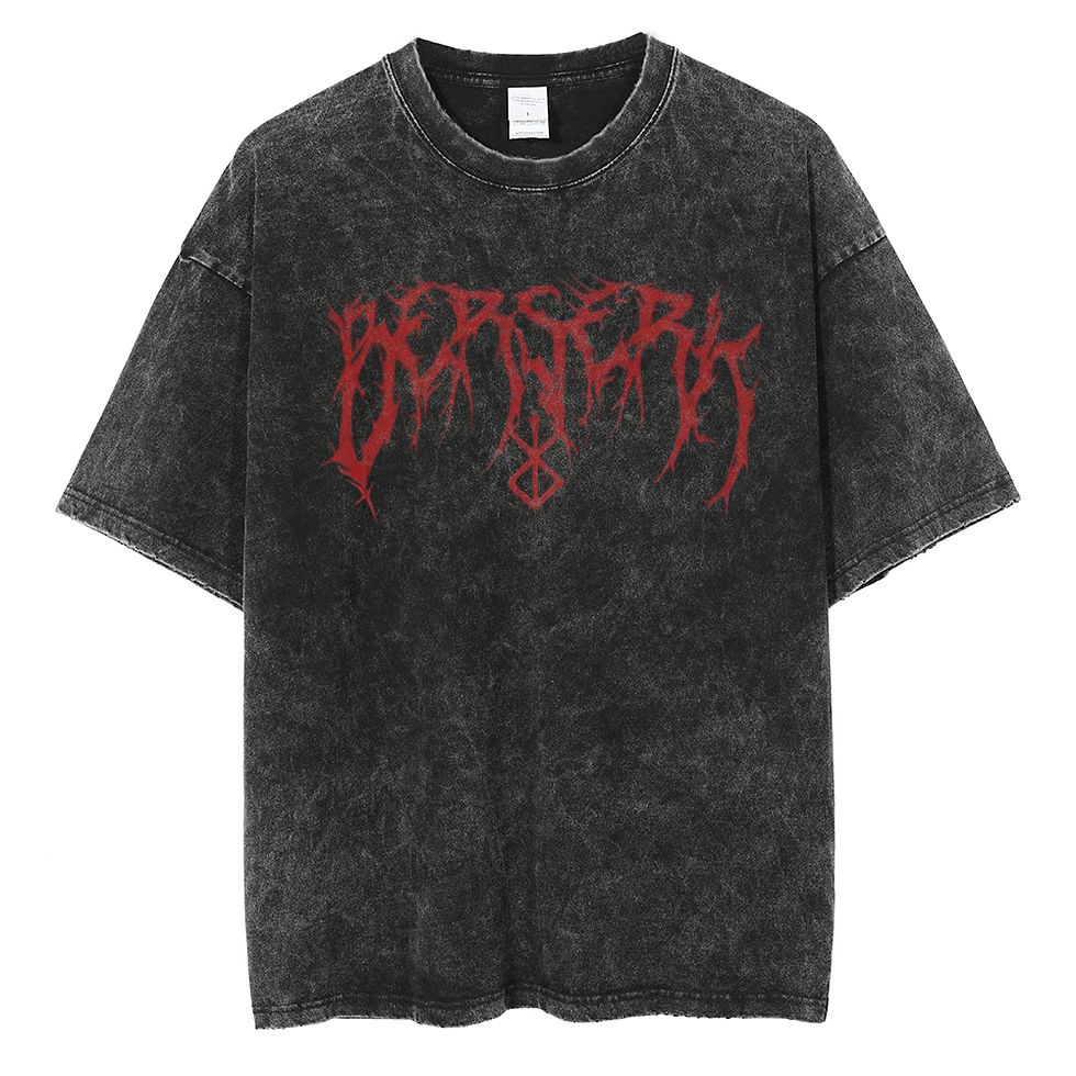 Thumbnail: Anime Berserk Logo Graphic Printed T Shirt Men Women Vintage Manga T-shirts Wash