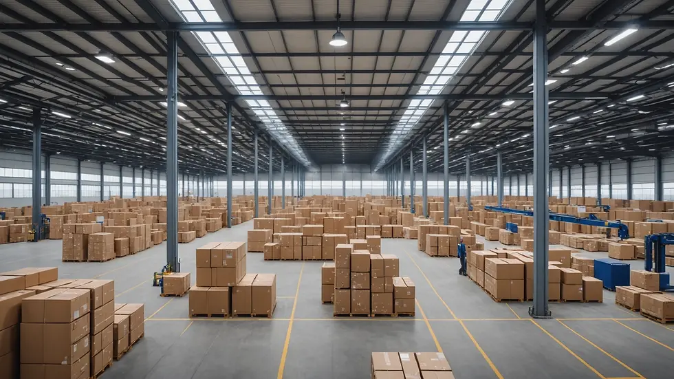 Eye-level view of a modern logistics center