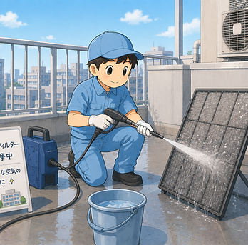 インスタ用AIイラスト【空調フィルターの清掃作業】.png