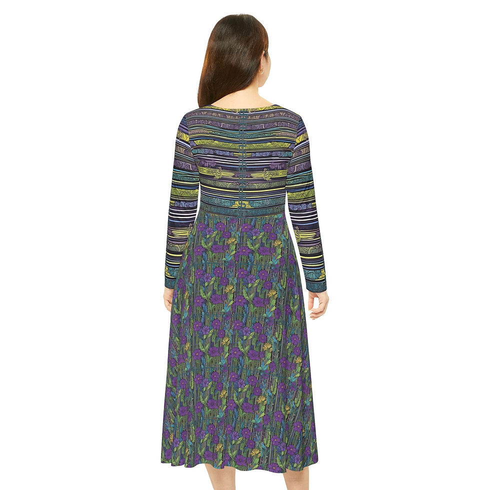 Thumbnail: Women Country Dress, Floral CottageCore Fit&Flare, Midi Fantasy Medieval Gown