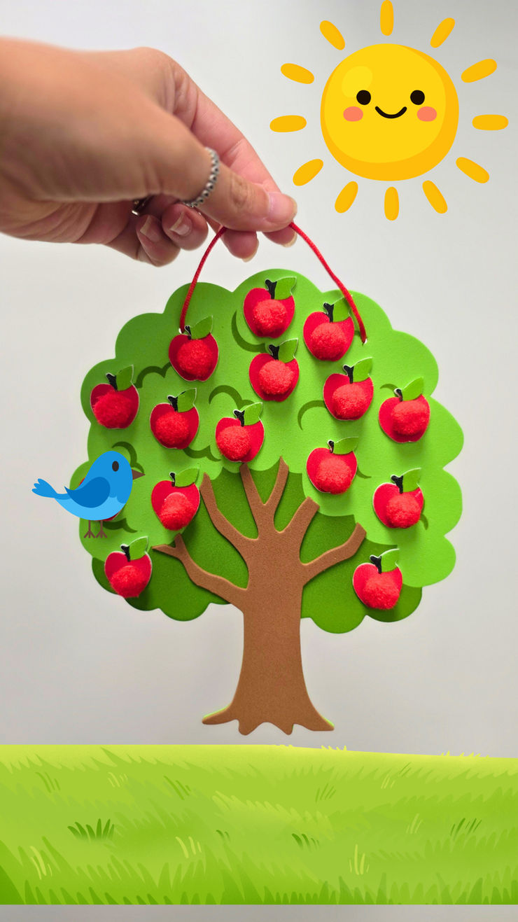 soft foam apple tree craft for ages 0-6 years