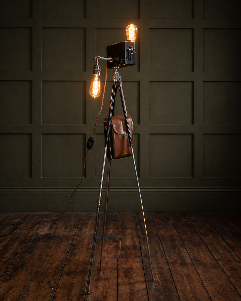 Thumbnail: Vintage Kodak Cine Camera Tripod Floor Lamp