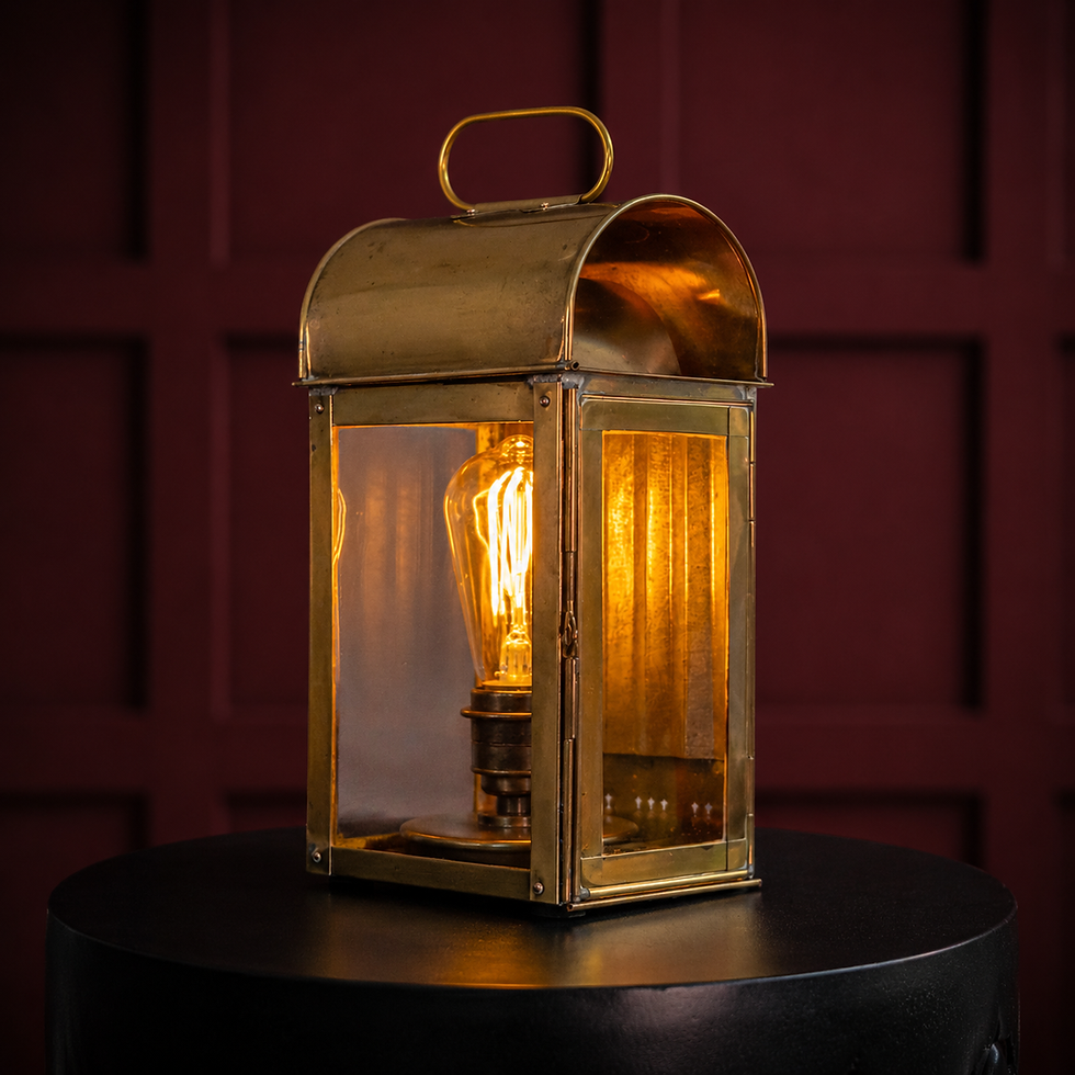 Thumbnail: Antique Brass & Glass Gas Lantern Table Lamp | Handmade Upcycled Vintage Edison Light