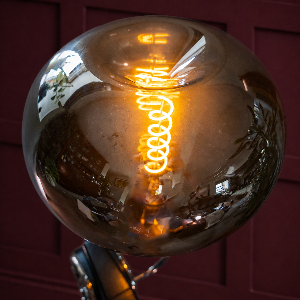 Thumbnail: Designer oversized inverted mirrored light bulb with spiral filament