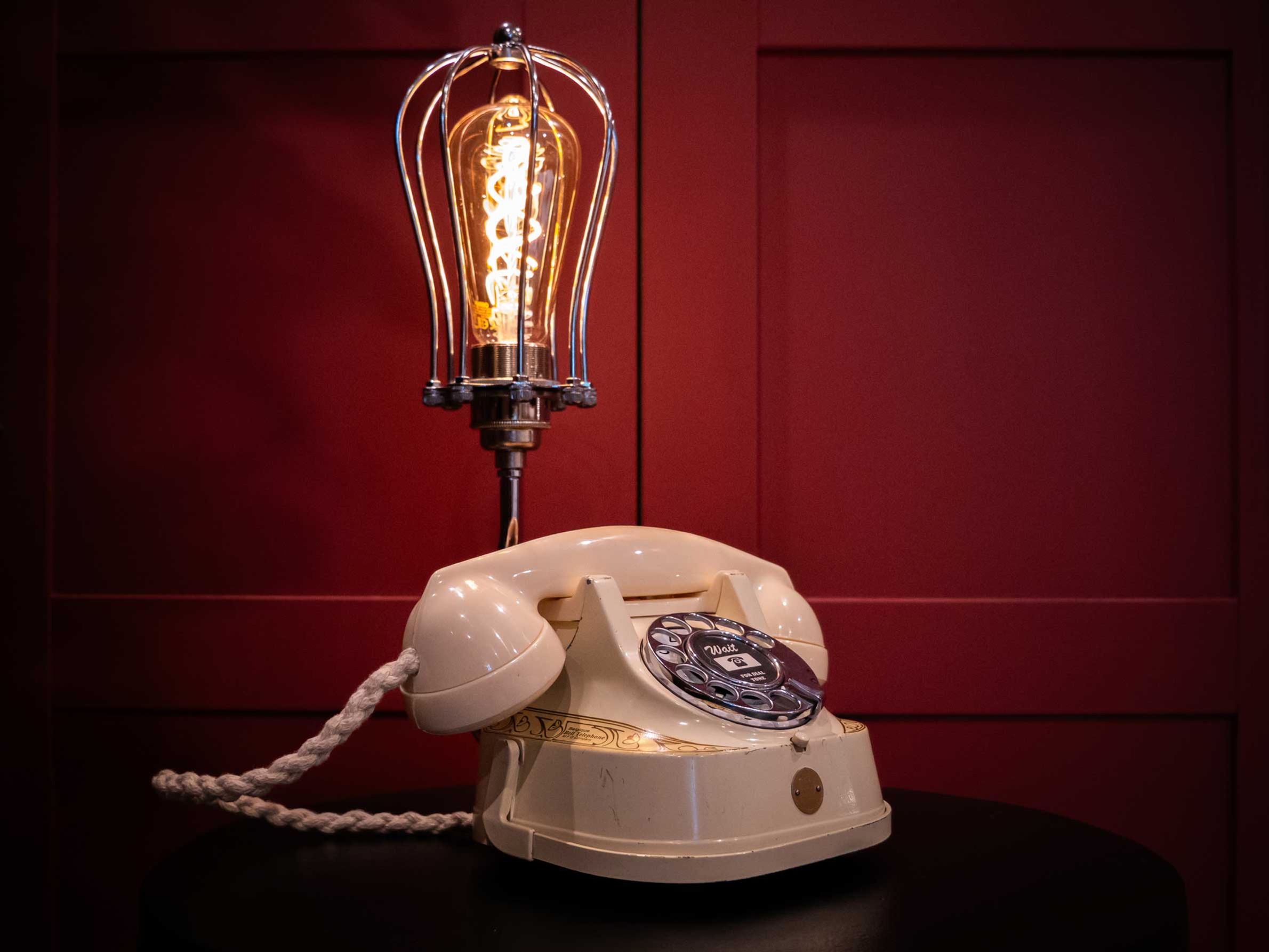 Upcycled Vintage Ivory Rotary Dial Telephone Lamp – Handmade