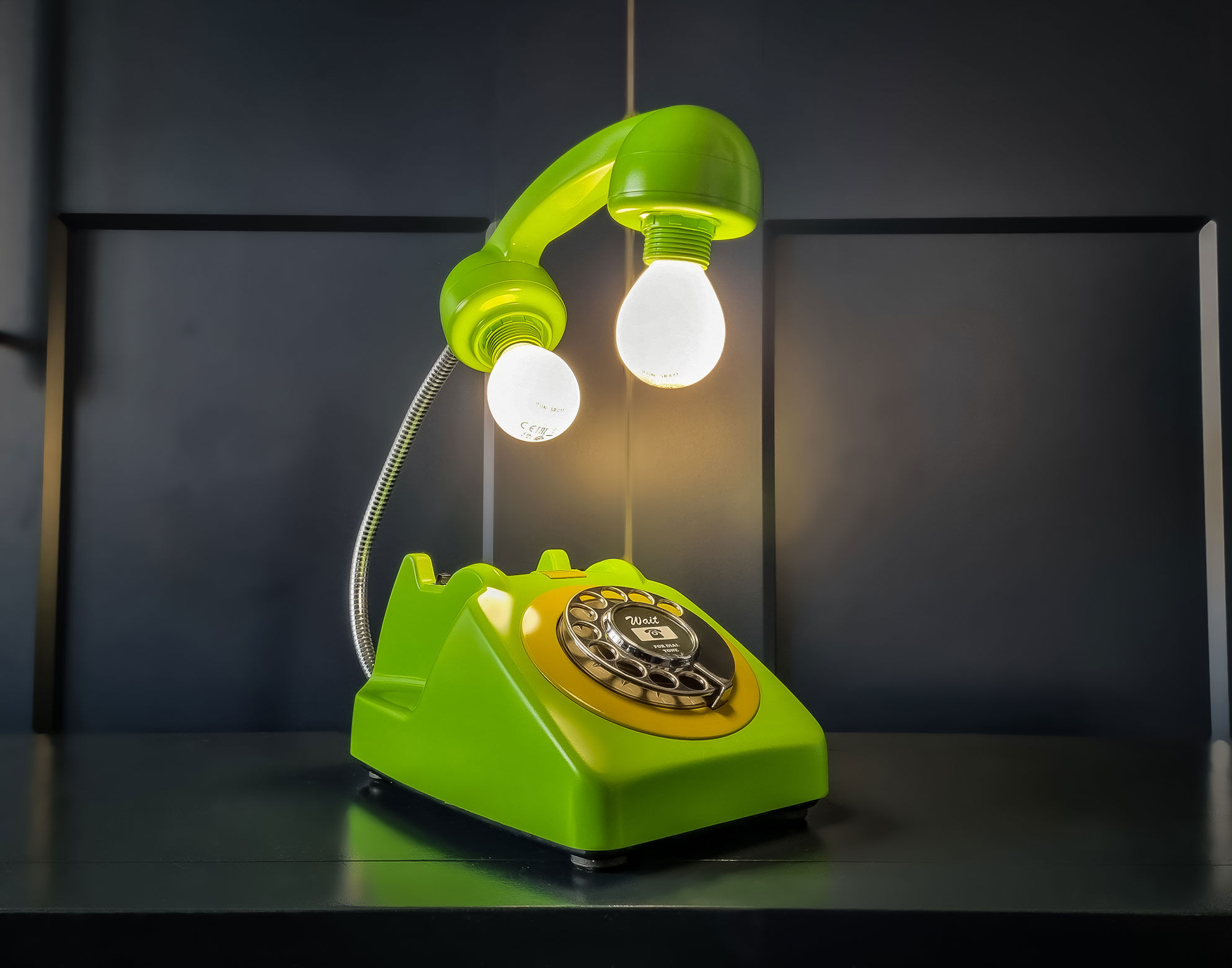 Lime Green Retro Rotary Telephone Upcycled Table Lamp