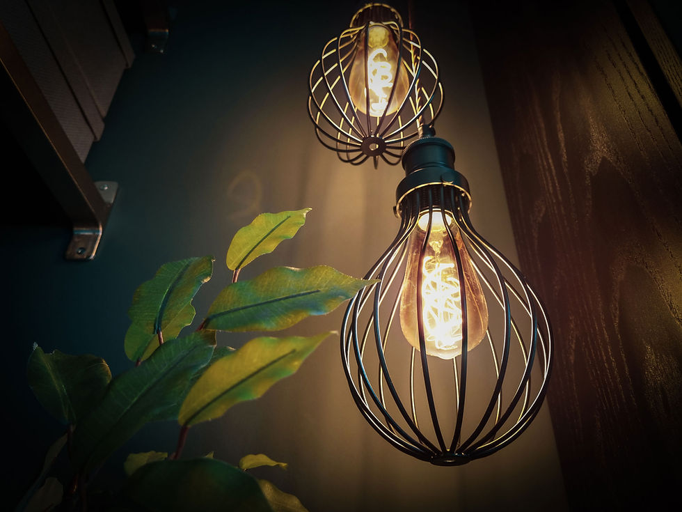 Vintage industrial caged bulb pendant lights