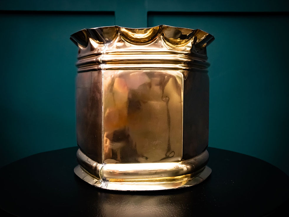 Thumbnail: Hexagon Elegance Antique Brass Jardiniere Planter Hand Made