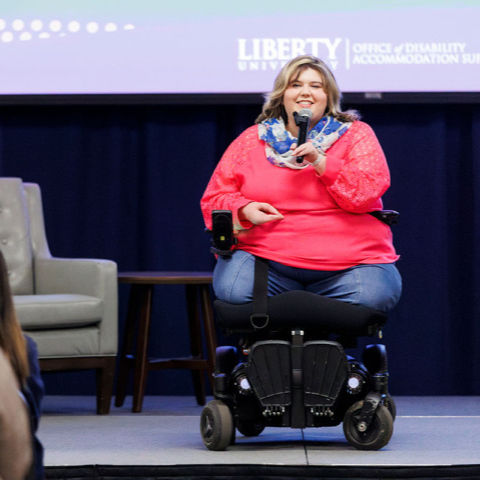 Lane took part in many disability initiatives during her time on campus, including speaking at events like the ODAS Disability Advocacy Expo on Feb. 10. (Photo by Grace Greer)