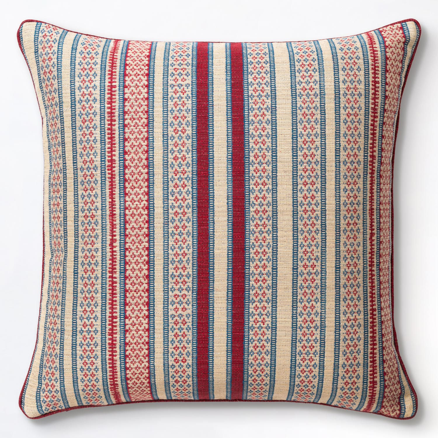 20"/50cm square Yashim Too in Red/Indigo/Antique White cushion