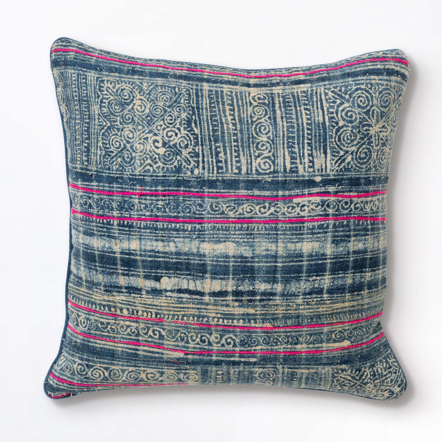 Square antique Vietnamese/ indigo textile cushion