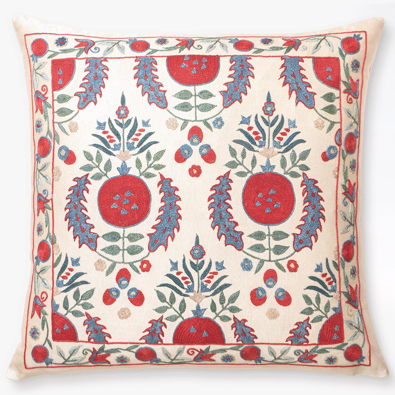 Silk hand embroidered suzani cushion
