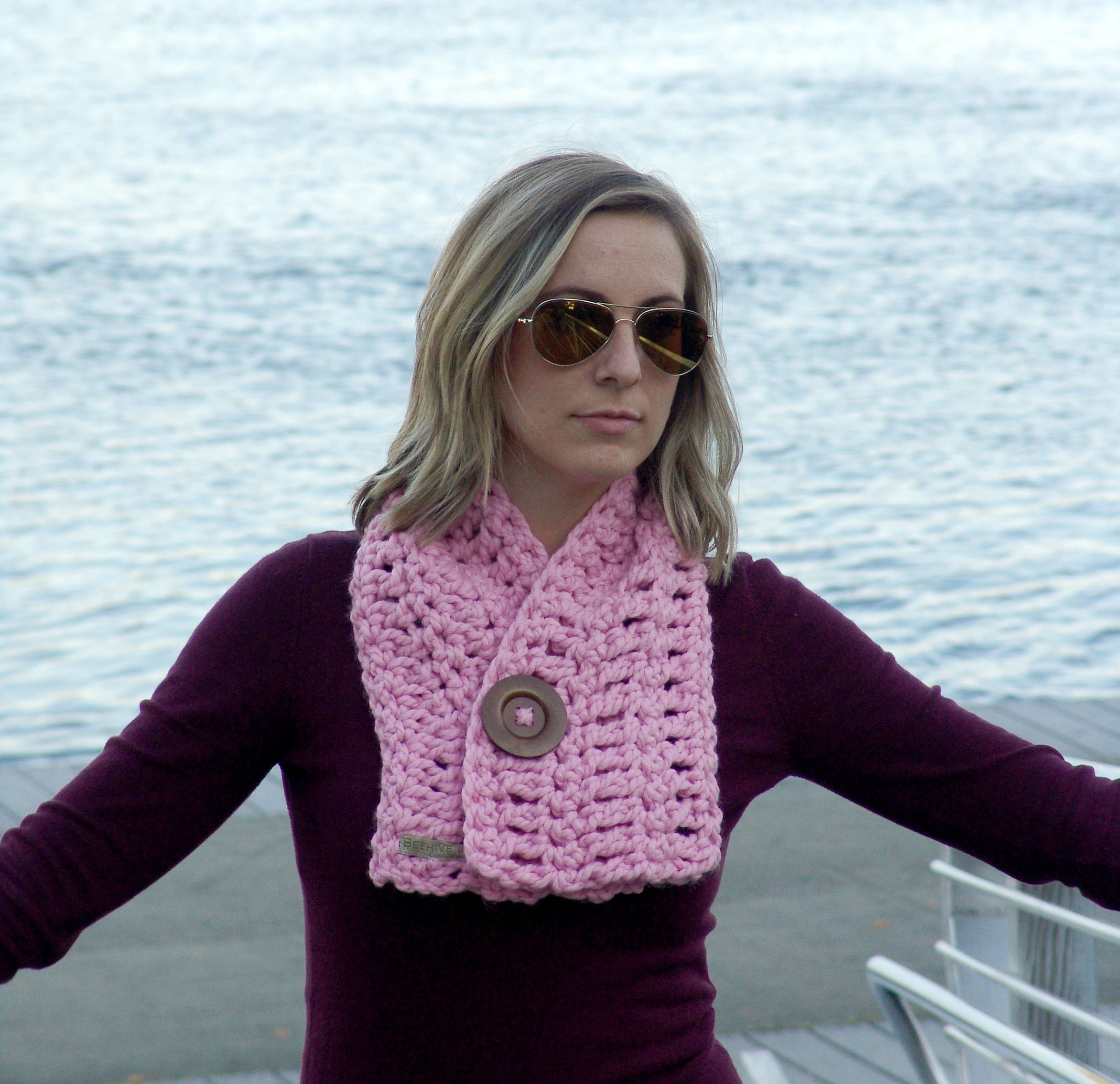 Ivy Short Button Scarf - Blossom