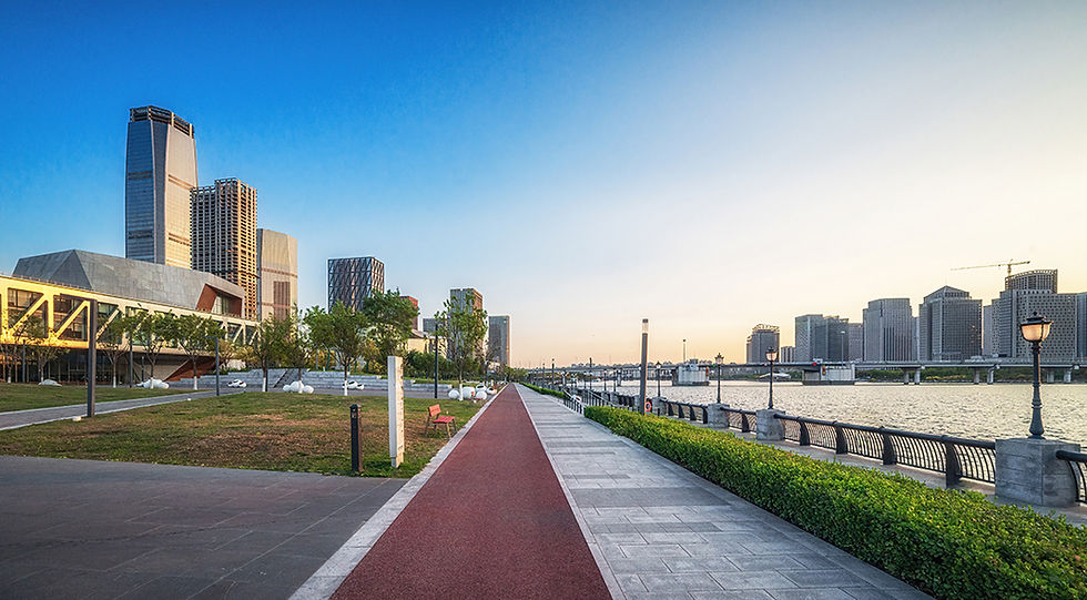 Morning Light Casting on Cityscape by the Urban Shoreline