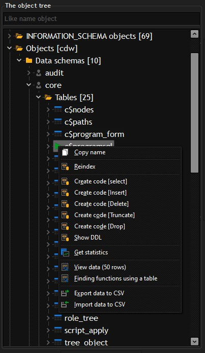 Node TABLE for PostgreSQL | CerebroSQL