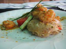 Rice Crumpets with Peri-peri Prawns