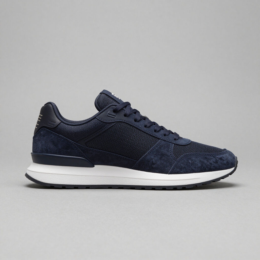 RØGUE 01 Navy sneaker with white sole side view