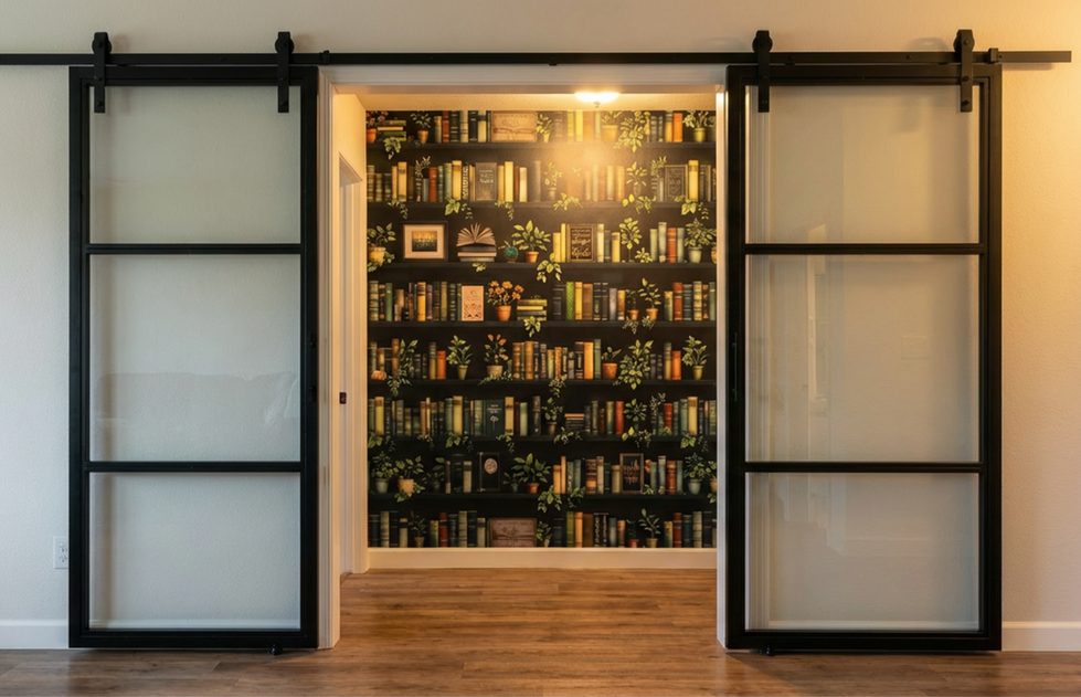 Bathroom Hallway Book Mural