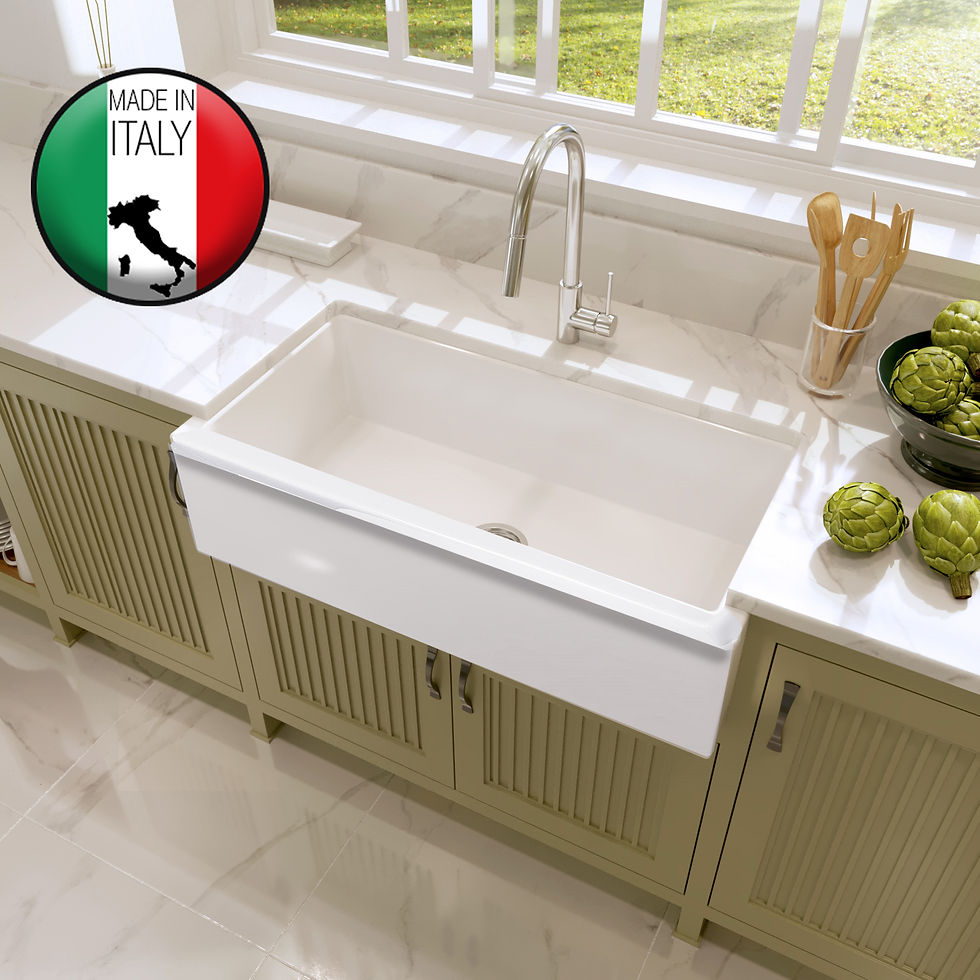 Thumbnail: 36-inch Single Bowl Fireclay Farmhouse Kitchen Sink