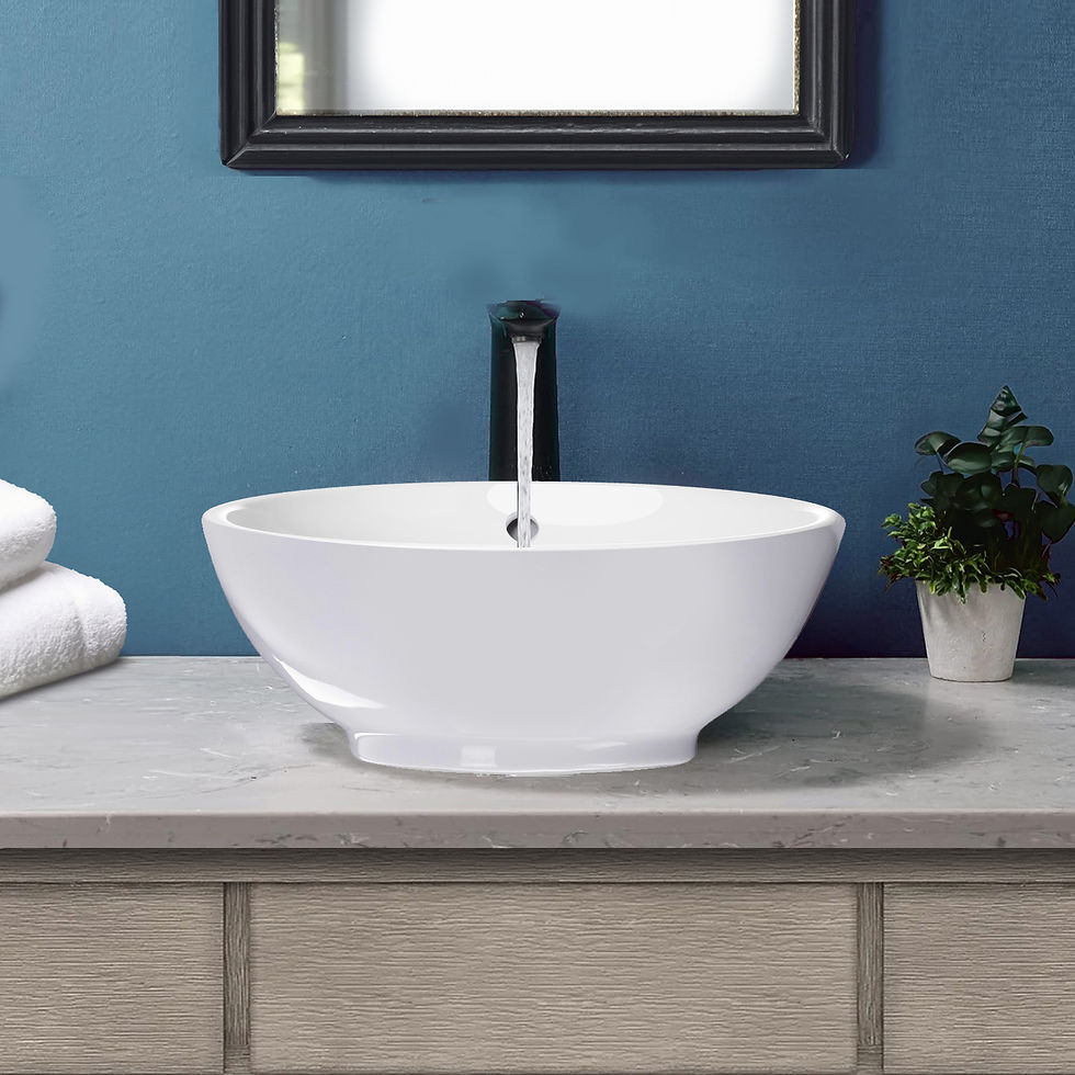 Thumbnail: 17-inch Round Ceramic Bathroom Vessel Sink