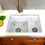 Thumbnail: Installed Highpoint Collection 21 Inch Double Bowl Fireclay Sink White - 23.5" x 18"
