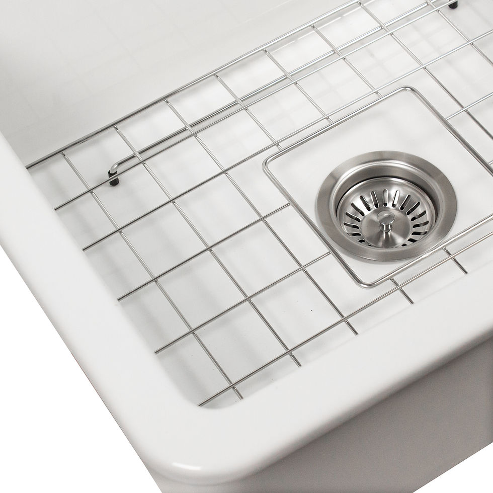 Thumbnail: 24-Inch Dualmount Fireclay Sink with Grid and Drain