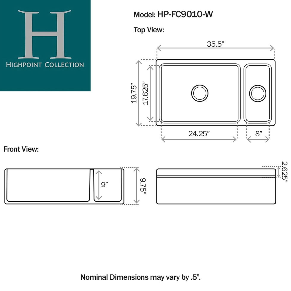 Thumbnail: 36-inch 90/10 Double Bowl Fireclay Farmhouse Kitchen Sink