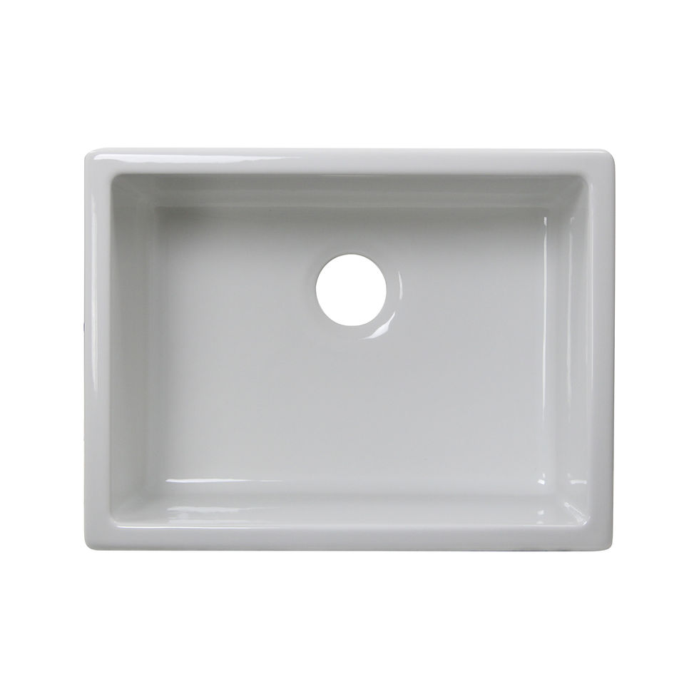 Thumbnail: Sink only overhead view Highpoint Collection 24 Inch Italian Fireclay Kitchen-Laundry Sink - 24 x 18 x10 inches HP-UMFC24