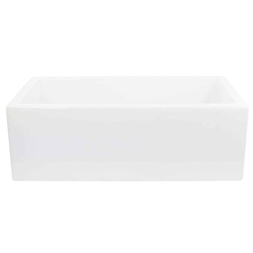 Thumbnail: straight on front apron White Italian Fireclay Reversible Farmhouse Kitchen Sink - 29.75" x 18" x 10" HP-FC30