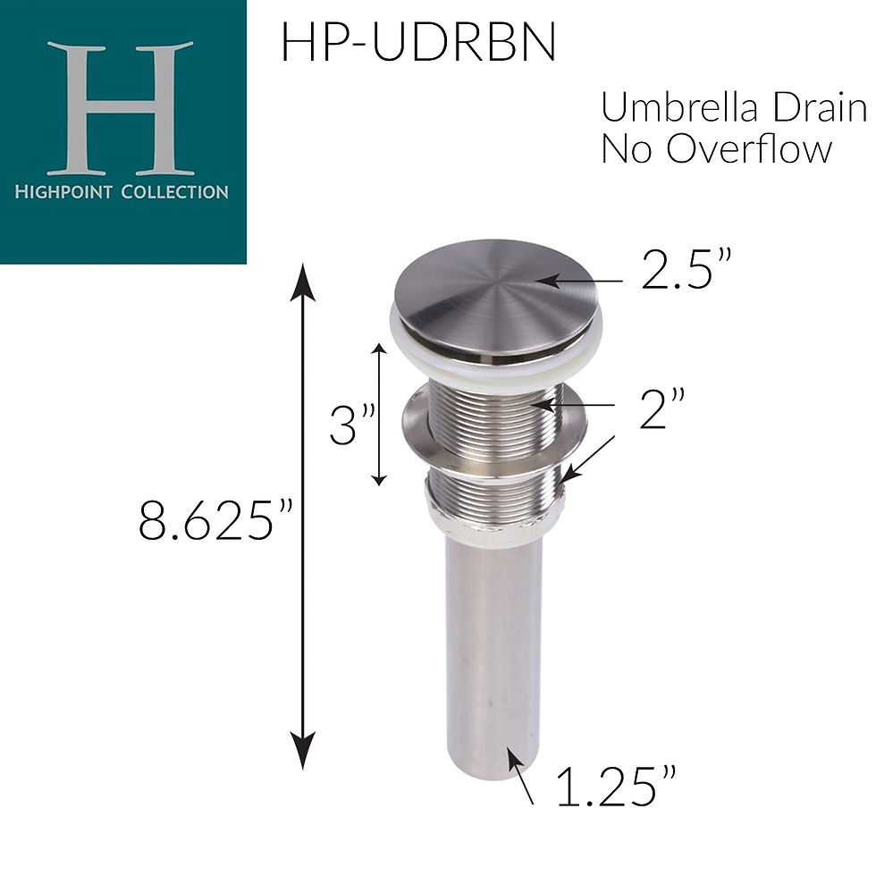 Thumbnail: Brushed Nickel Umbrella Drain For Bathroom Sinks - No Overflow