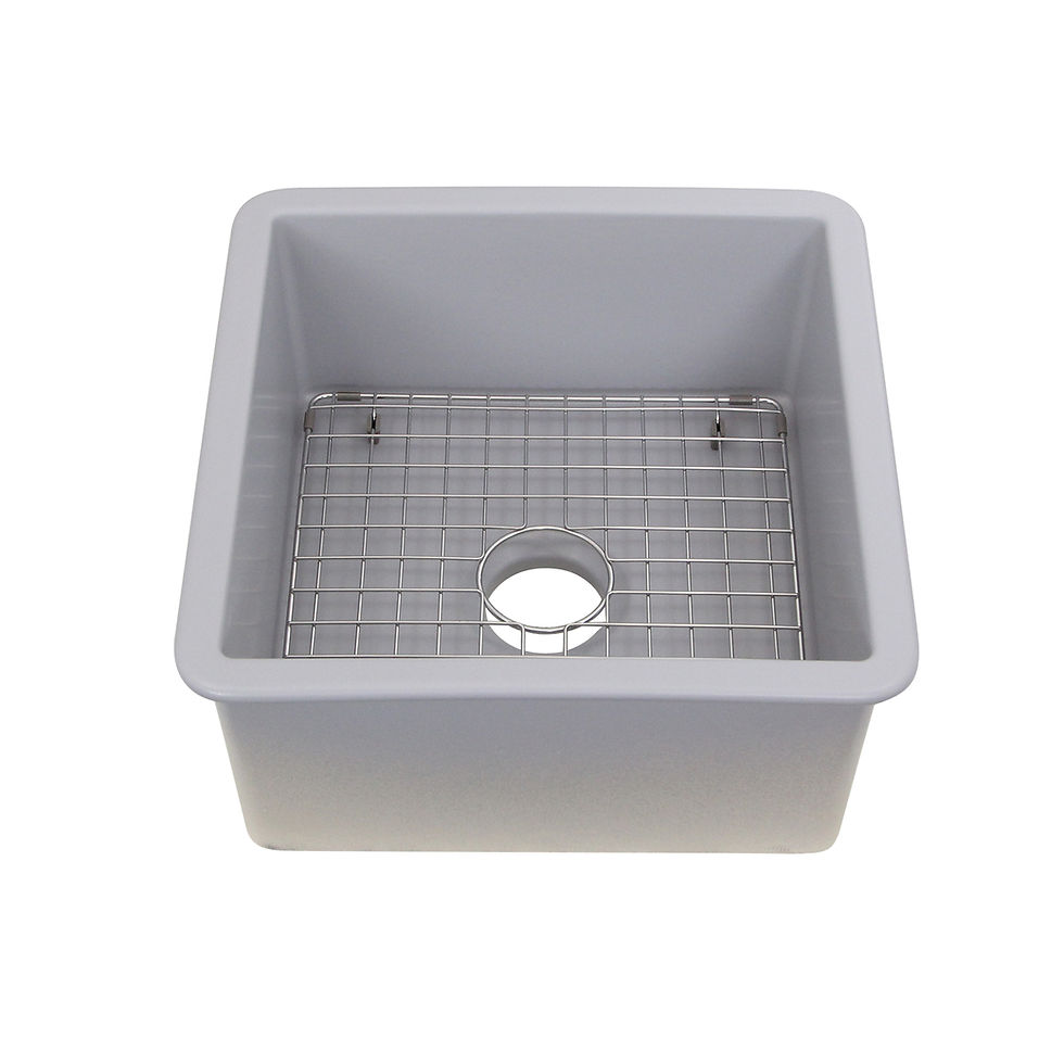 Thumbnail: Highpoint Collection 16-inch Grey Square Fireclay Kitchen Prep or Bar Sink