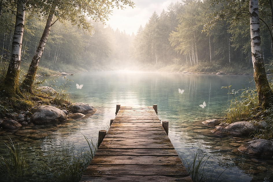 Morgendämmerung am Waldessee