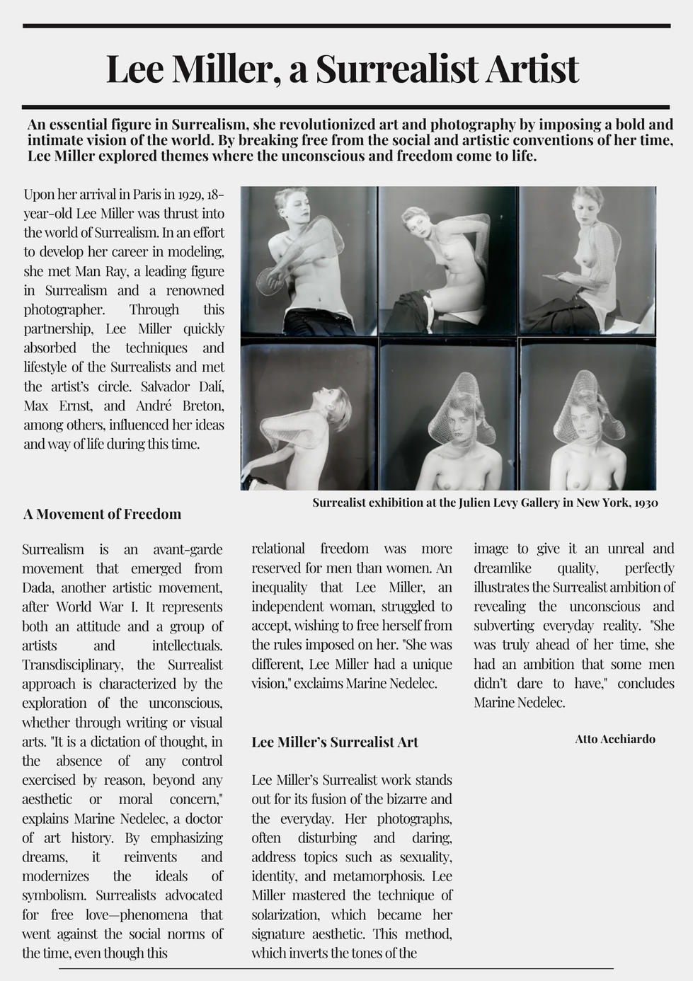 Article Atto - Lee Miller Anglais