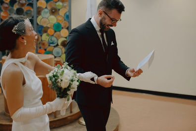 Wedding couple vows reading ceremony City Hall New York City