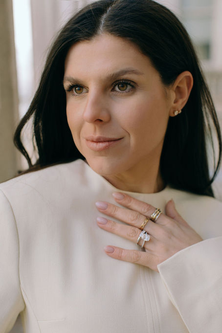 Bride close-up portrait engagement ring NYC City Clerk wedding