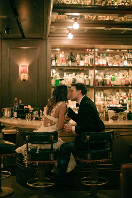 Wedding couple at bar Marlton Hotel New York City