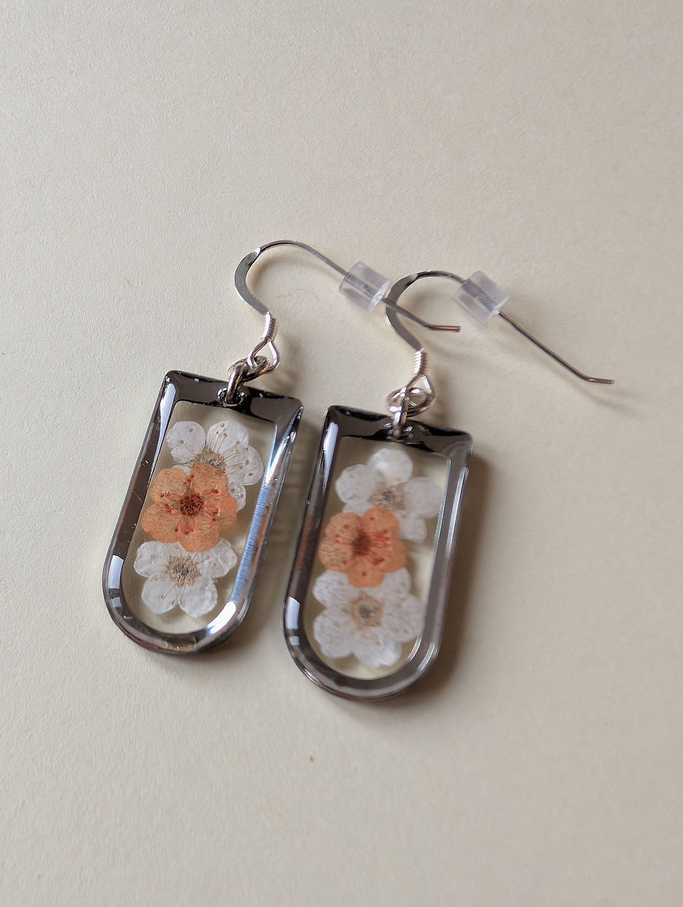 Thumbnail: Orange and White Silver Earrings