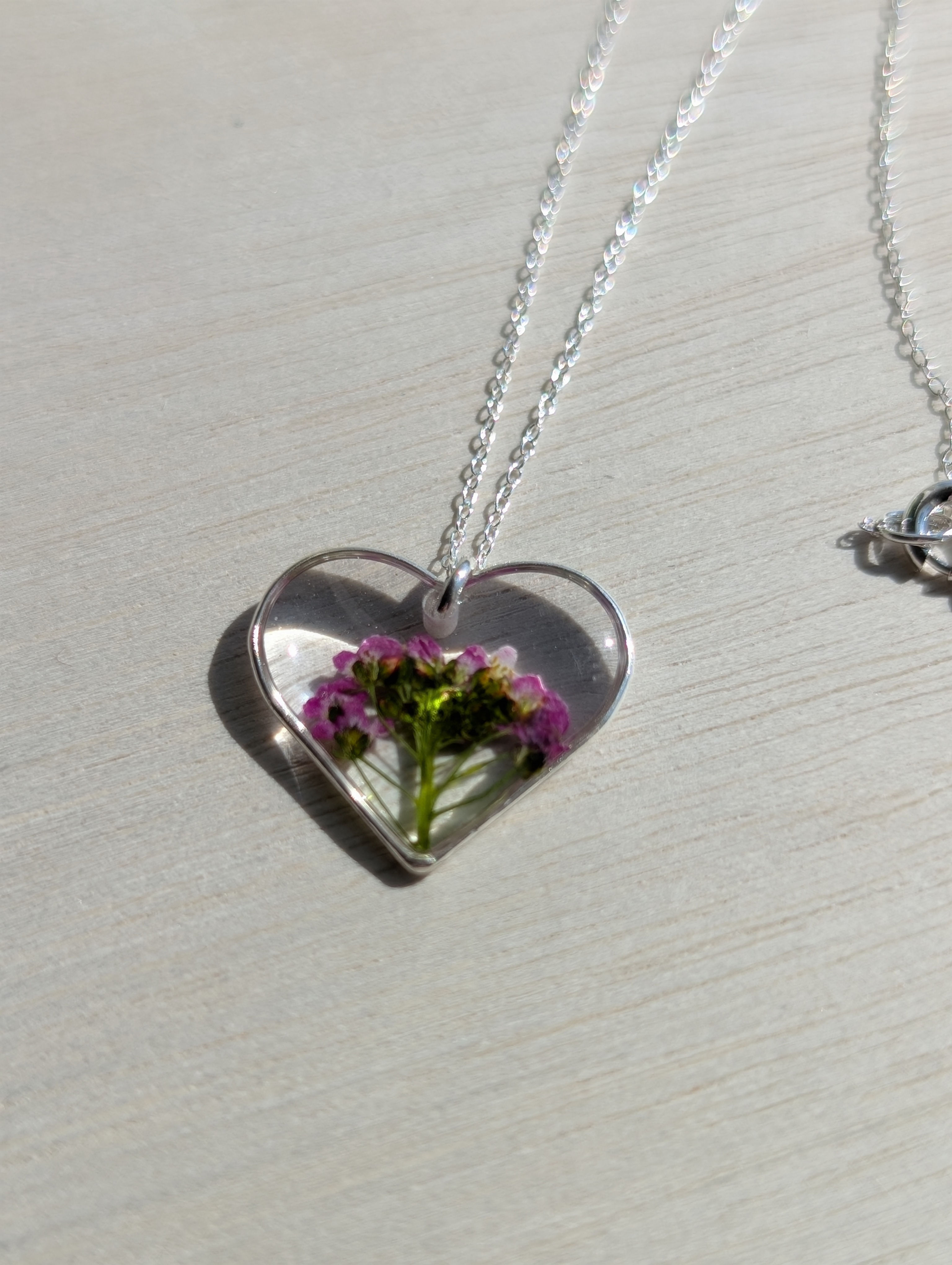 Pink Alyssum Heart Necklace