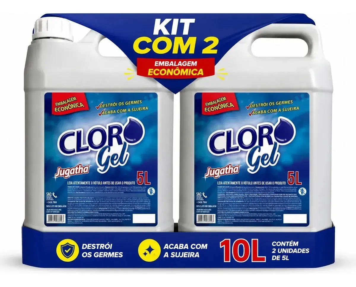 Kit C/ 2 Gel Desinfetante Cloro Galão 5l Para Limpeza Pesada