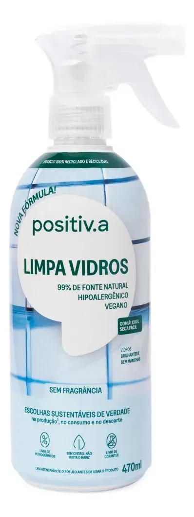 Limpa Vidros Seca Rápido Vegano 470ml Positiv.a