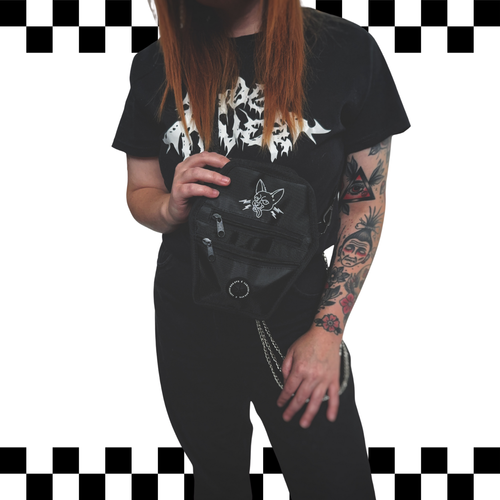 The Milo - Coffin Shaped Dog Walking Bag - Black Adjustable Strap